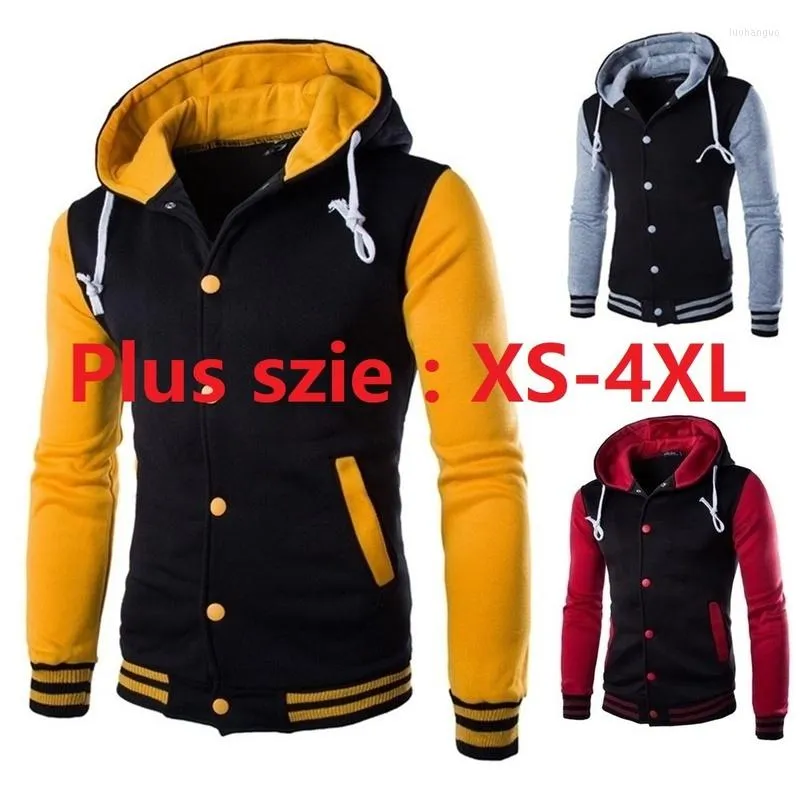 Męskie bluzy bluza zogaa z kapturem kurtka mody kolorowy blok baseballowy mężczyźni swobodny patchwork polarowy płaszcz xs-4xl