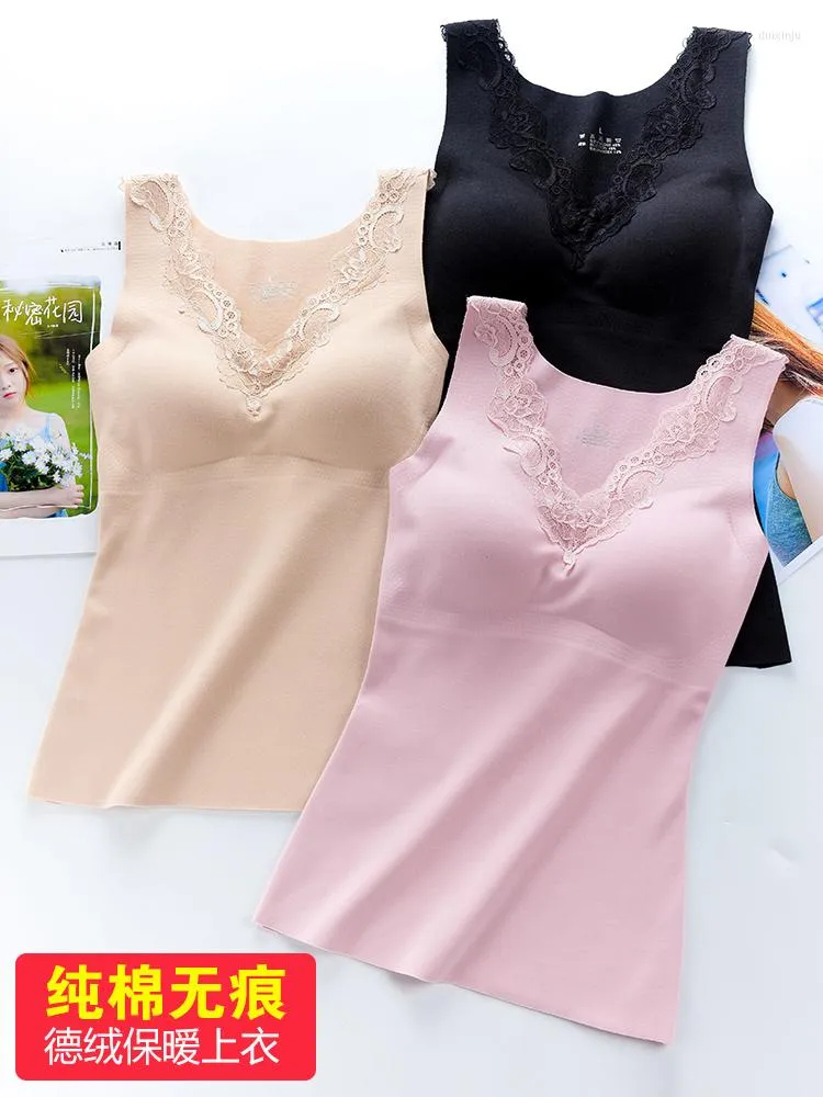Velvet Thermal Silk Lace Tank Top With Double Sided Heating For Women No  Trace Winter Undercoat From Duixinju, $17.28