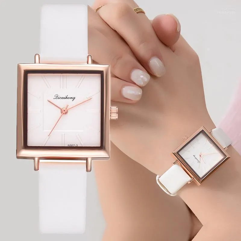 Armbandsur Top Brand Women's Watches Fashion Leather Square Wrist Watch Woman Ladies Clock Zegarek Damski 2023Wristwatches Armtwatchw