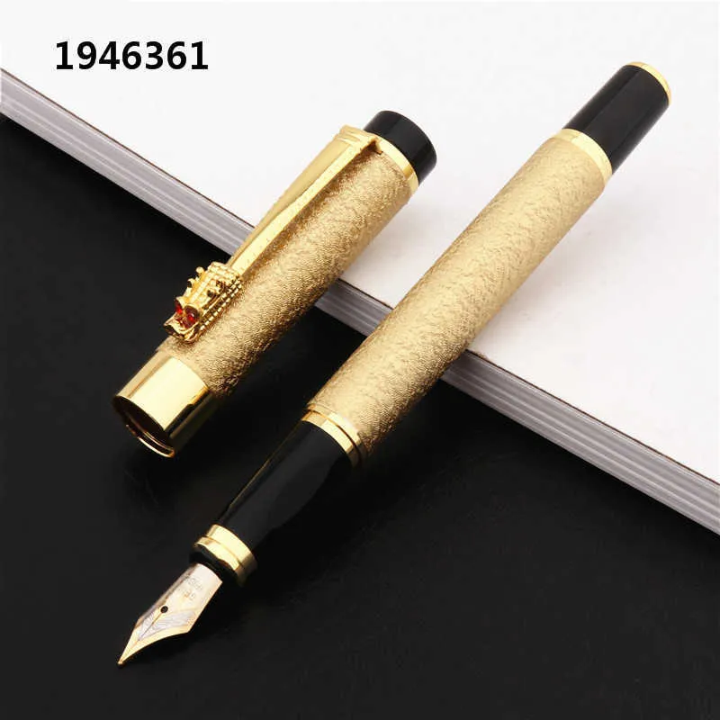 Nieuwe luxe hoogwaardige Frosted Golden Color Dragon Business Office Fountain Pen Student School Stationery Supplies Ink Pens