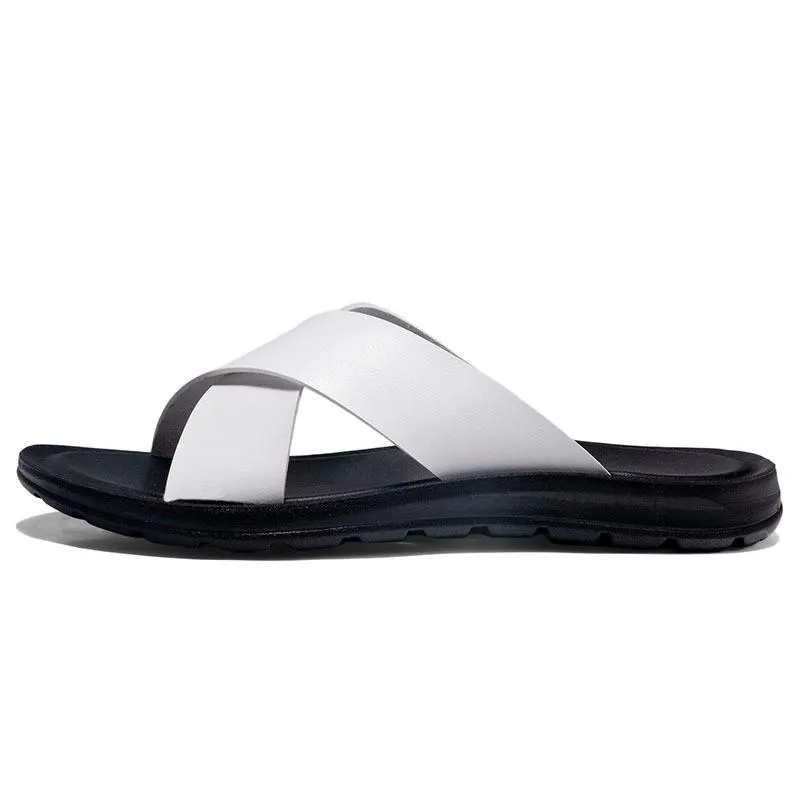 Slippers couro italiano para homens 2023 el praia Sapatos de verão de alta qualidade tamanho grande 47 deslize em planos leves flip flopsslippers
