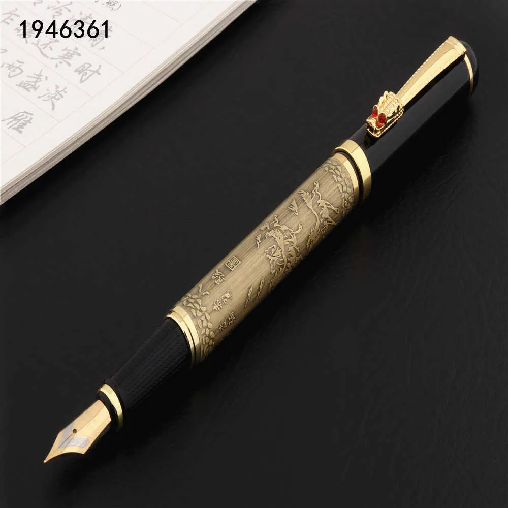 Luxury High Quality 861 Golden Brass Metal Eight Horses Stationery Office Supplies School Supplies Fountain Pen