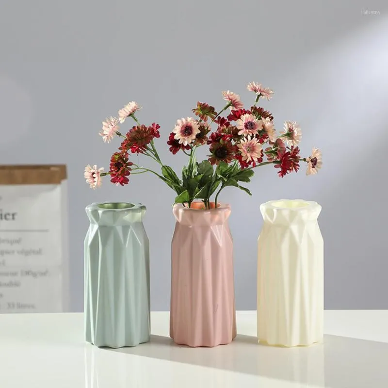 Vases Lastic Blanc Vase Décoration Ménage Imitation Céramique Pot De Fleur Panier Nordique Décoratif