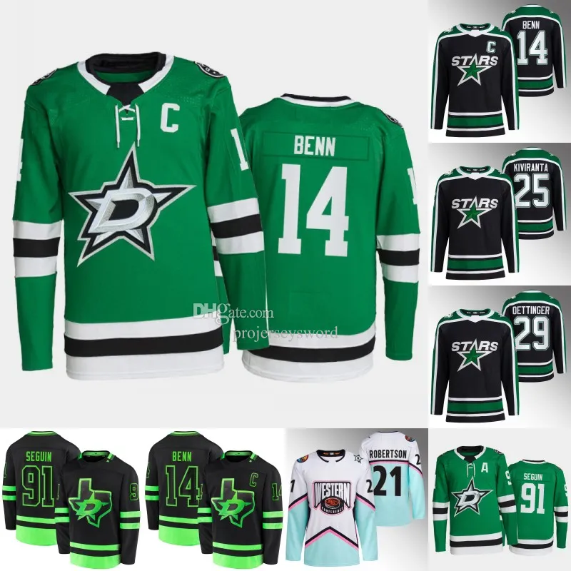 Maglia Dallas 14 Jamie Benn Star Jake Oettinger Thomas Harley Miro Heiskanen Tyler Seguin Joe Pavelski Roope Hintz Jason Robertson Matt Duchene Ty Dellandrea Maglia