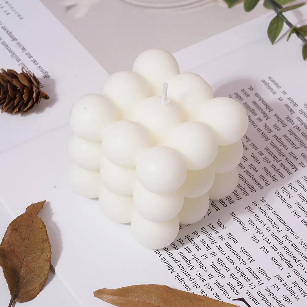 1pcs المنزل تزيين الشمعة Cube Bubble Candles Soy Wax Aromatherapy Cube Candle Scated