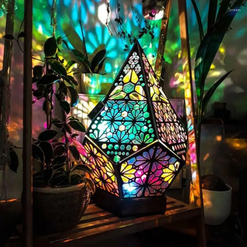 مصابيح طاولة مصباح أرضي بلاستيكي بوهيمي النمط الخفيف ديكور هدية للحديقة المنزلية JS22