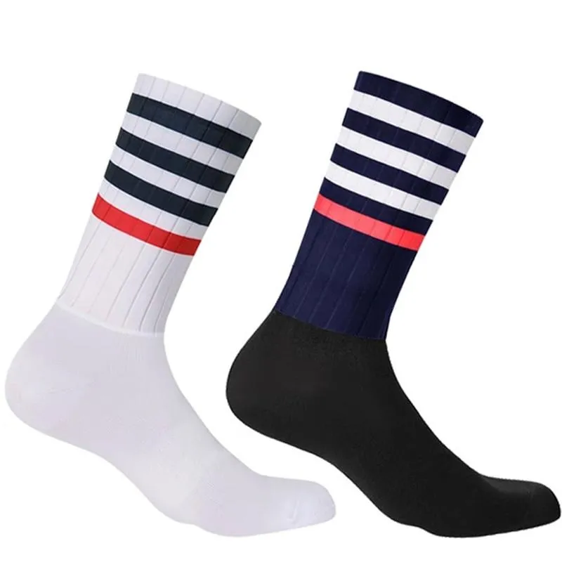 Chaussettes de sport 2023 vélo équipe Aero cyclisme moulage intégral haute technologie chaussette Compression vélo en plein air course Sport