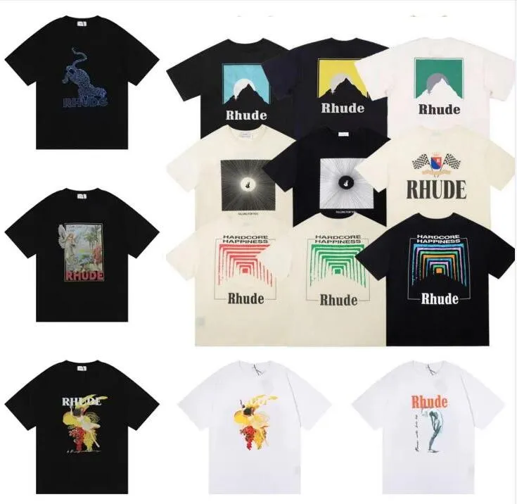 Yaz Erkek Tişörtleri Kadın Rhude Tasarımcıları Erkekler için Üstler Mektup Polos Nakış Tshirts Giyim Kısa Kollu Tshirt Büyük Tees
