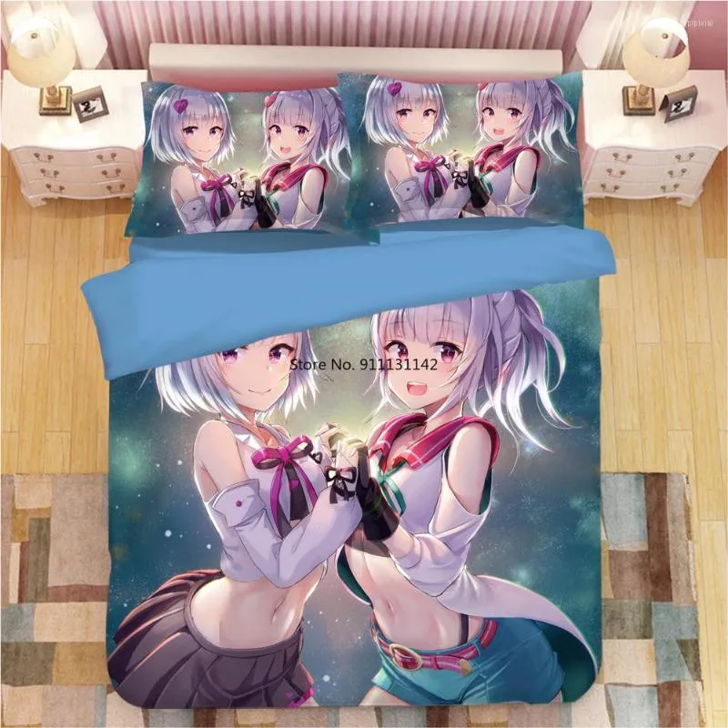 Zestawy pościeli Tokisaki Kurumi Set Cartoon Anime Dwovet Covery Pillowcases 3D Wydrukowane łóżko łóżka pościel