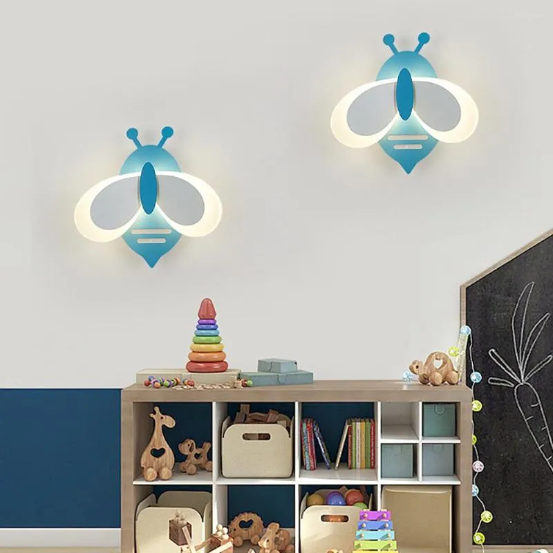 Wall Lamps Boy Girl Children's Room LED Modern Bedroom Bedside Decoration Bees Lights Home Lighting Indoor Kids Lamp