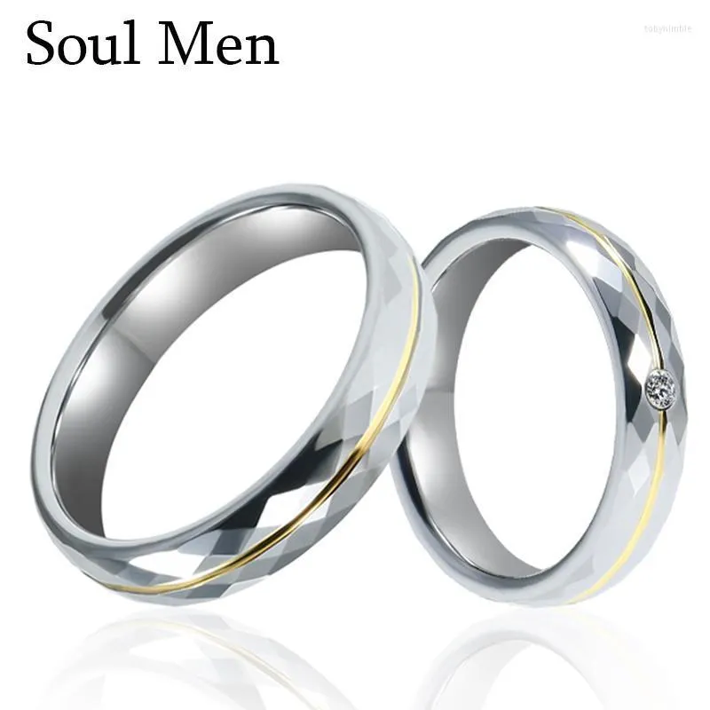 Wedding Rings Trendy 4 mm/5 mm wolfraam voor vrouwen Men Paren Band Hoge gepolijste inleg glanzende stenen verlovingsringenweddingwedding Toby22