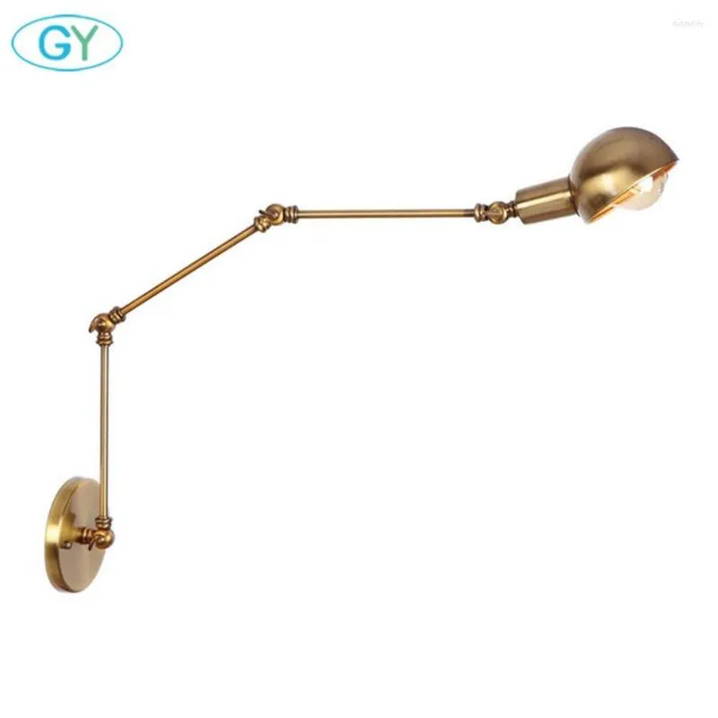 Vägglampor industriell art deco lätt olje mässing finish swing arm picture lamp e27 vintage guld sconces