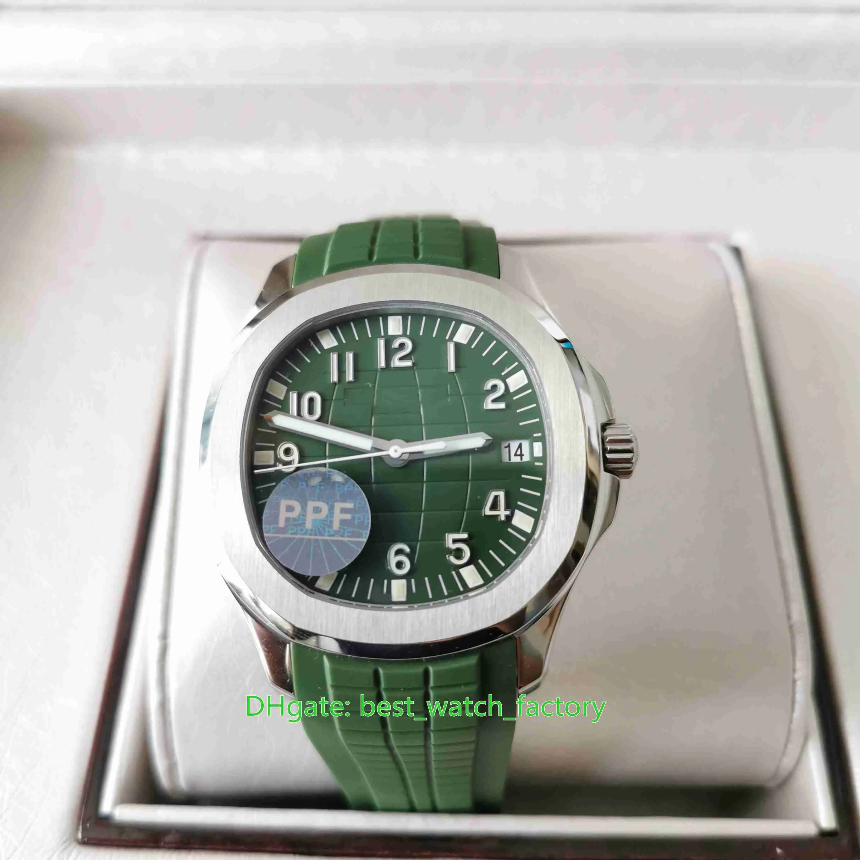 PPFメーカーメンズウォッチパーフェクトバージョンウォッチ42 2mm Aquanaut 5168 Olive Green Dial Sapphire TransparentCal 324Sc Movement Mechani279A