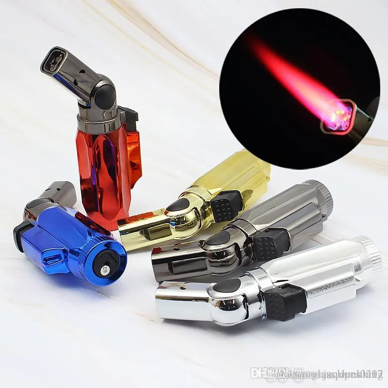 Windproof Quad Torch Jet Butane Lighter - Straight 4-Flame Blue Jet, Refillable Metal Body 5 thumbnail image