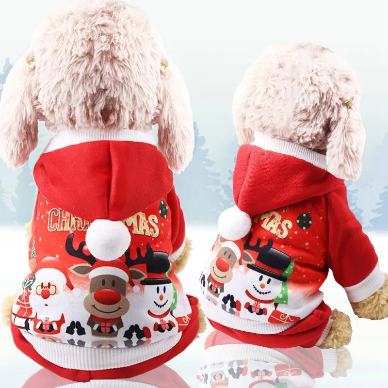 Vêtements pour chiens Vêtements de Noël Manteau à motifs mignons Petits chiens de compagnie Arbre Hiver Manteaux rouges Automne Vêtements chauds