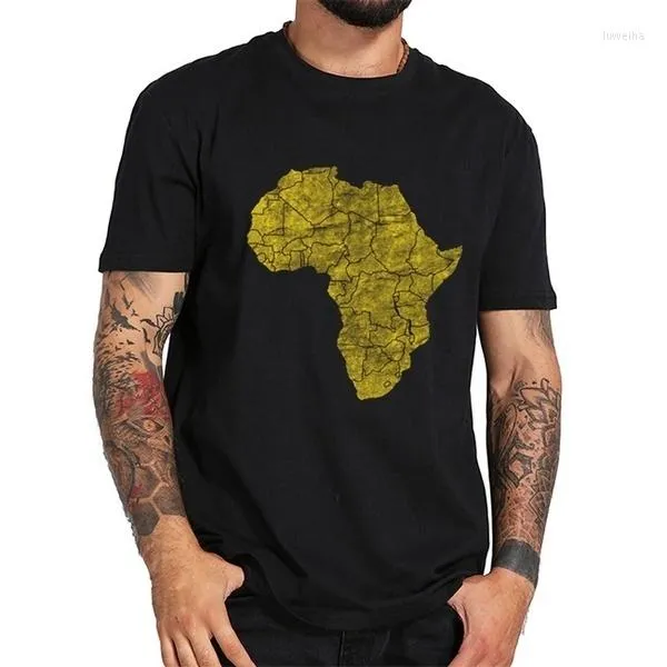 Herren-T-Shirts 2023 Afrikanischer Kontinent verwitterte goldene T-Shirt-Bekleidungsmann-T-Shirts Plus-Größe Baumwolle