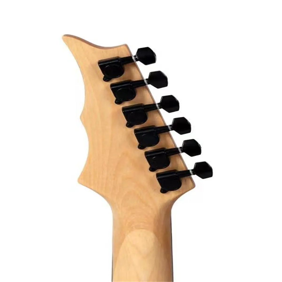 6-saitige E-Gitarre im chinesischen Stil, schwarz glänzende schwarze Metallbeschläge, Halsrücken, matt