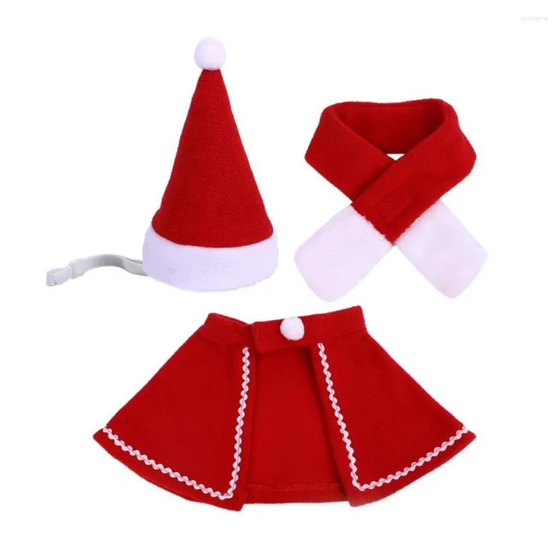 Hondenkleding 3 kerstdier Sets Kostuumaccessoires met Santa Hat Scarf Verstelbare outfit Mantel Soft Fabric Cat Set Fo