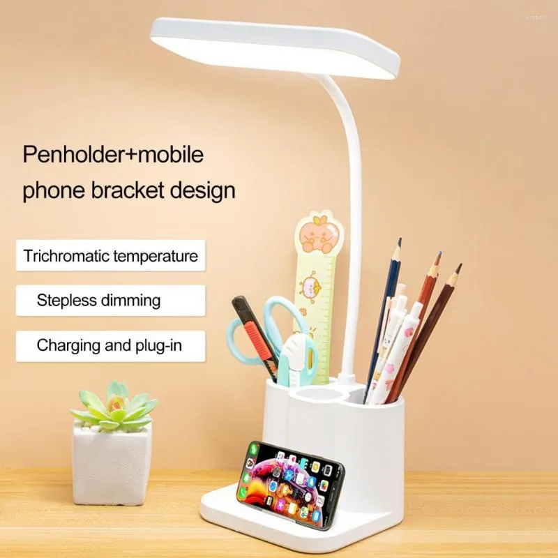 Lampes de table LED lampe de lecture Dimmable Rechargeable couleur de la lumière réglable dortoir pliable nuit avec porte-stylo pour la maison