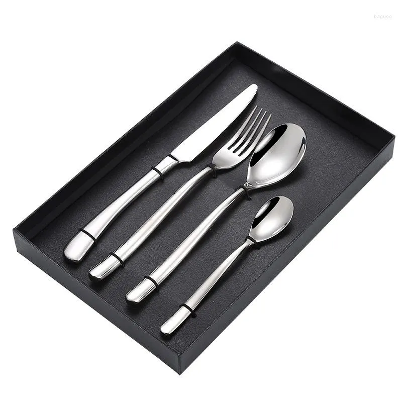 Dinnerware Sets JIUKNI 4 Pcs Silver Luxury 304 Stainless Steel Tableware Set Knife Fork Spoon Kitchen Tools