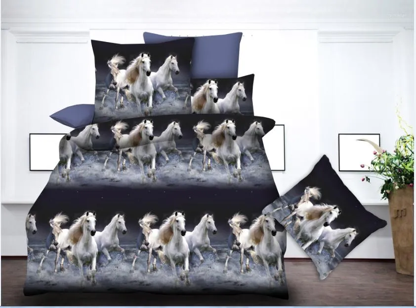 Bedding Sets Bed Linen Drop Reactive Printing Horse Sheets And Pillowcases Set Western 3/4pcs Duvet Double 2023