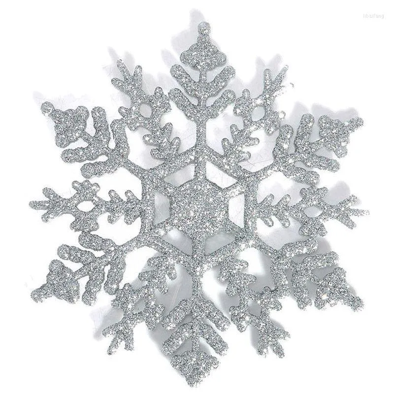 Weihnachtsdekorationen Big Deal 12 Stück glitzernde Schneeflocken-Ornamente, Weihnachtsbaum-Hängedekoration, Silber