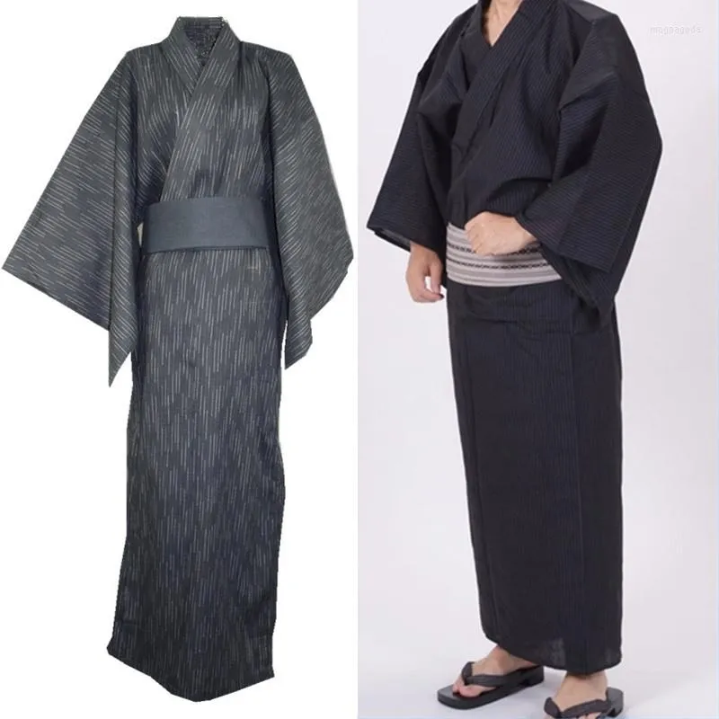 Ethnic Clothing Traditional Japanese Male Kimono Men's Robe Yukata Cotton Bath Sleepwear Obi Belt Buy Separately