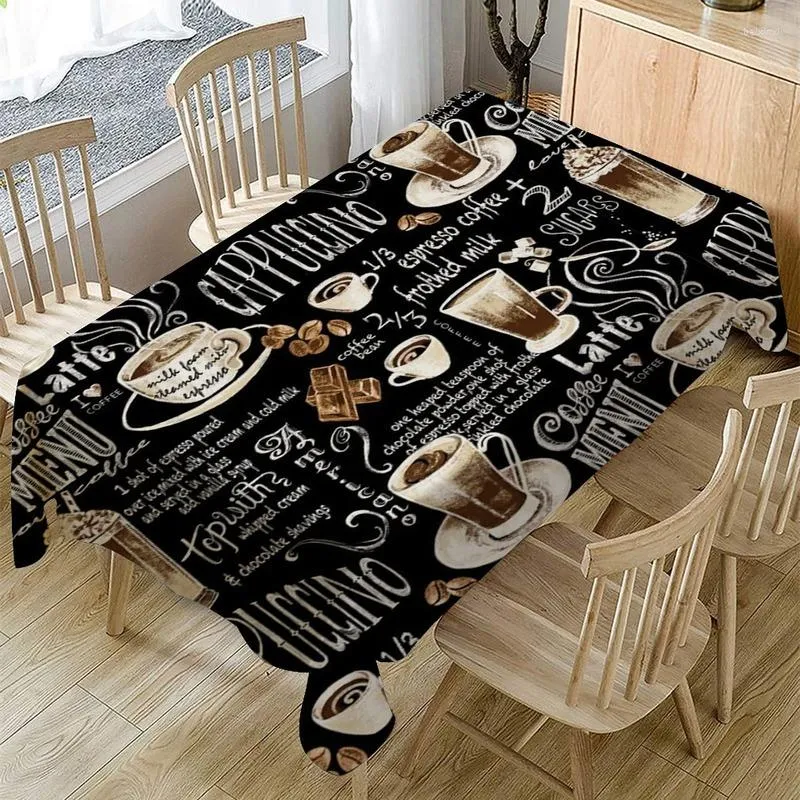 Table Cloth Coffee Beans Pattern Linen Tablecloth Dustproof Dining Wedding Decor Party Rectangle Home