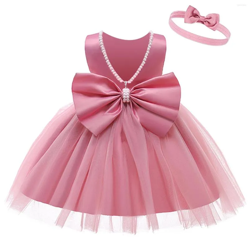 Abiti da ragazza LZH Abito da spettacolo Bowknot senza schienale per bambina Abito da tutu per ragazze Fiore Infantile 1a festa di compleanno Abiti nati