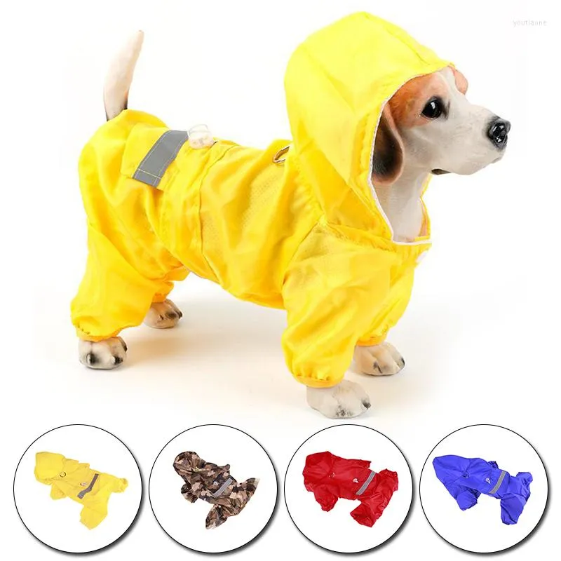 Dog Apparel Pet Cat Raincoat Hooded Reflective Puppy Rain Coat Outdoor Clothes Jacket Windproof Design Waterproof Clothing Rainwear