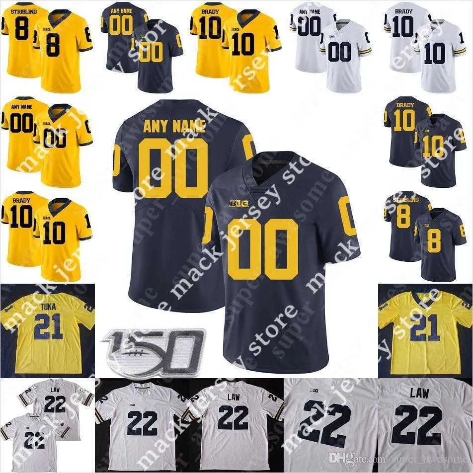 Maglia personalizzata NCAA Michigan Wolverines Football Tom Curtis John Navarre Jehu Chesson Amara Darboh Elroy Hirsch David Long Maurice Hurst Jr