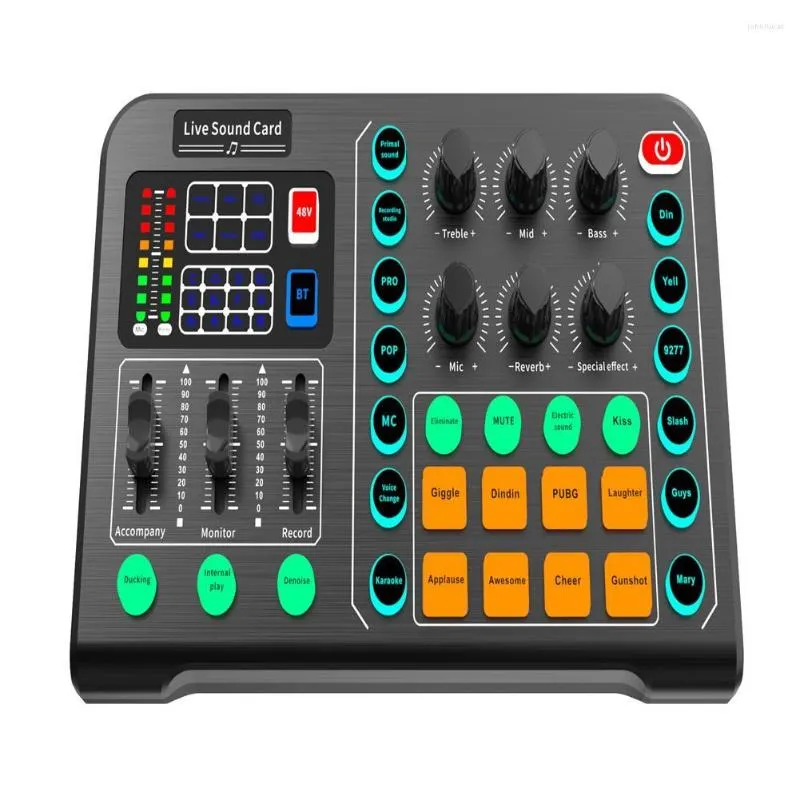 Microfoons Microfoon Live Sound Card 6 Modi Modi Ruisreductie Multi -functie Mixer Professionele audiastudio voor karaoke -opname