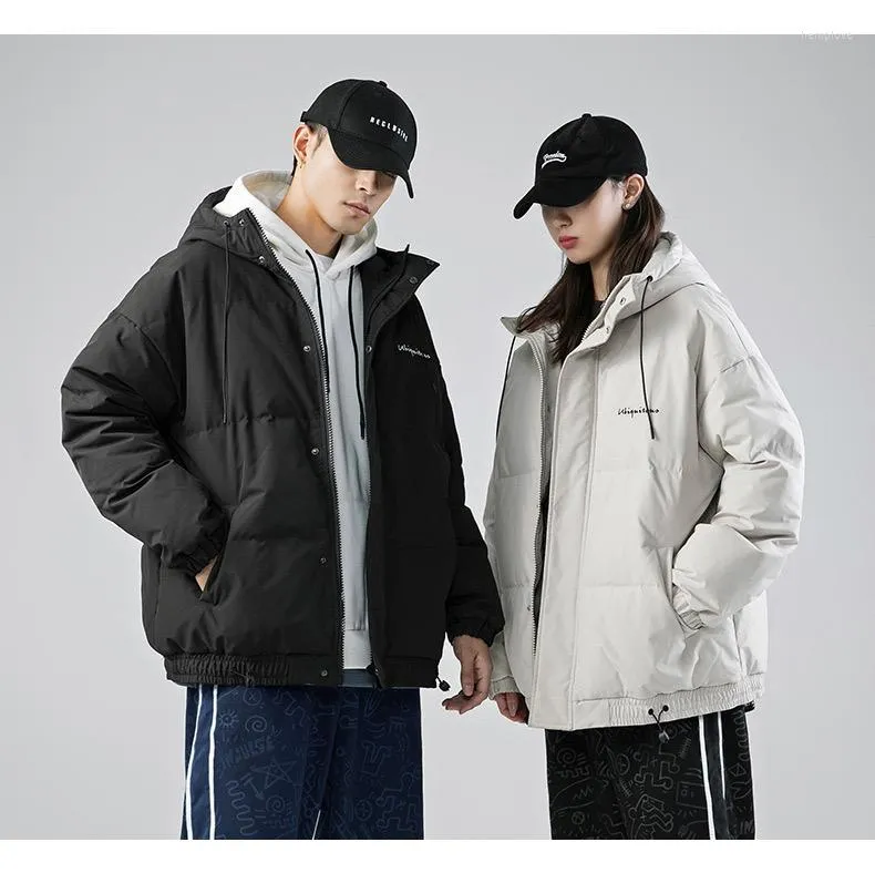 Hommes vers le bas hiver homme manteau femmes mode vestes Blousons Plus velours épais chaud coupe-vent fourrure manteaux à capuche Anorak Couples