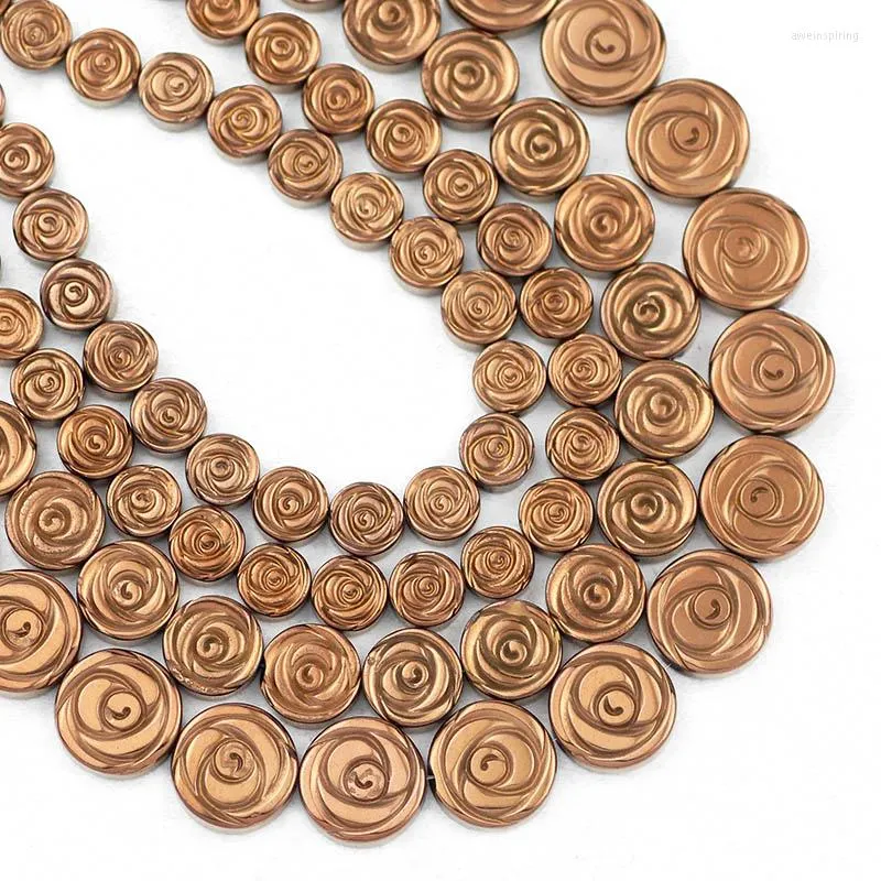 Perles 6/8/10 mm Copper Rose Rose Fleurée Fleurée Hématite Spacers en pierre naturelle Loose pour les bijoux Bracelets DIY ACCESSOIRES