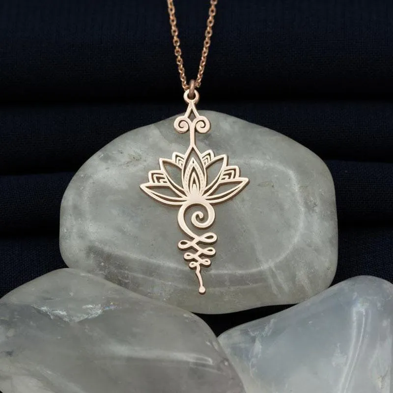 Hänge halsband mode guld silver färg rostfritt stål blommor lotus form halsband yoga chakra för kvinnor smycken gåva