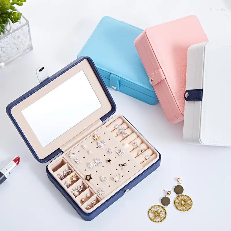 Jewelry Pouches Exquisite Jeweler Box Earring Ring Necklace Mirrored Storage Case Portable Display Holder Women Gift