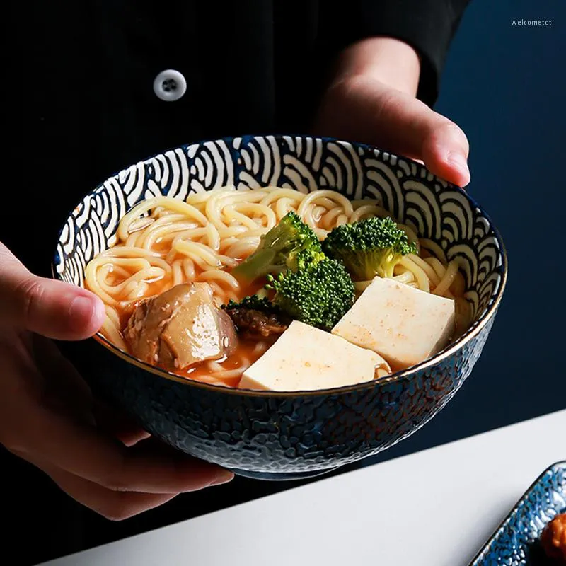 Placas Ripple Cerâmica criativa de estilo japonês para restaurantes domésticos Rice Bowl Steak Plate de sobremesa ocidental Ramen SA