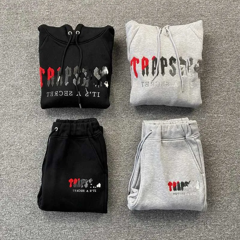 Sweat à sweat à sweat Trapstar Tracksuit Stock Trapstar Hoodie Sweetshirt Tracksuit Winter Set Men Femmes Fleette colorée Panneau de survêtement en molleton