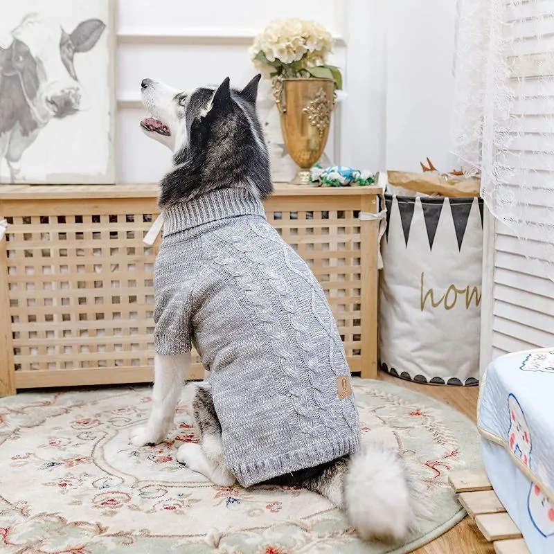 Hundebekleidung Haustierpullover Winterkleidung für große Hunde Warmer Rollkragenpullover aus weichem Acryl-Pullover-Mantel-Outfit Katzen klein