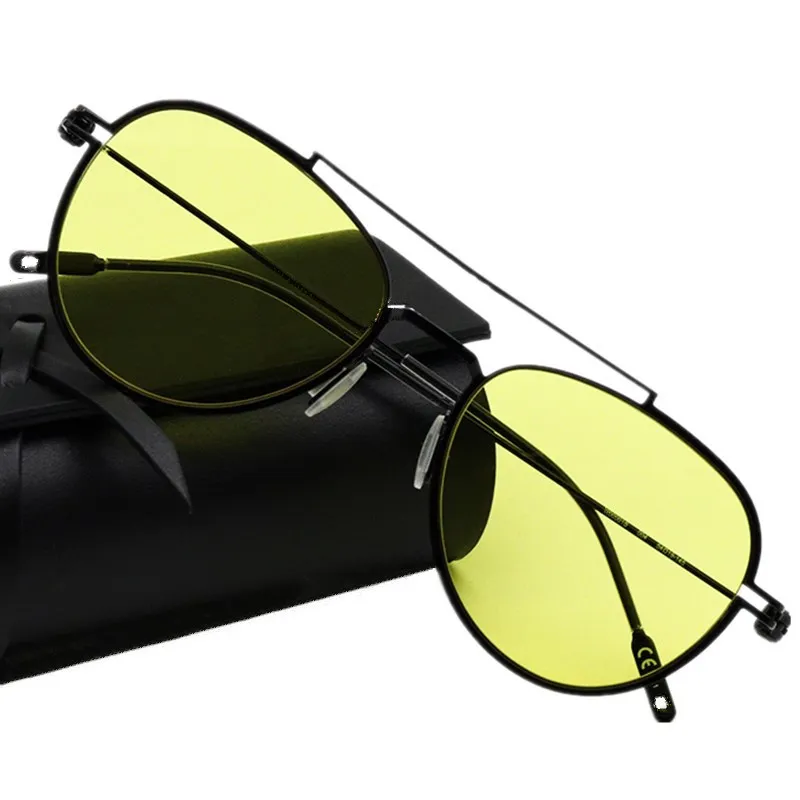 LUX Occhiali da sole polarizzati pilota classici UV400 01 55-19-150 Titanio leggero Uomo donna visione notturna giallo Occhiali da guida custodia completa