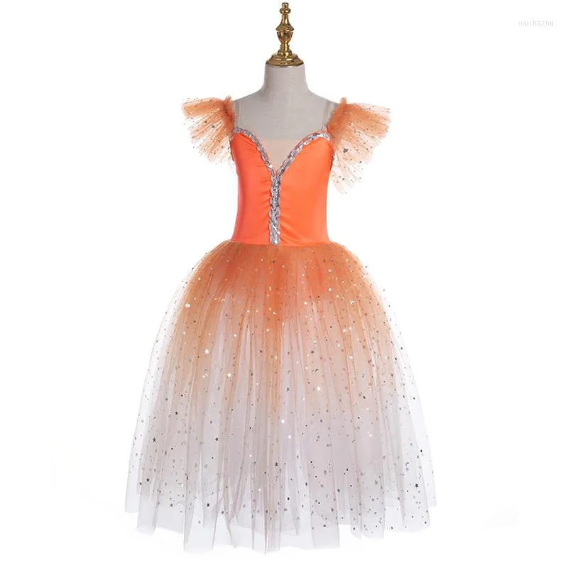 Stage Wear 2023 Tutu di balletto romantico lungo Ragazza Costume da donna Performance Abito da ballo Gonne per ragazze Tulle