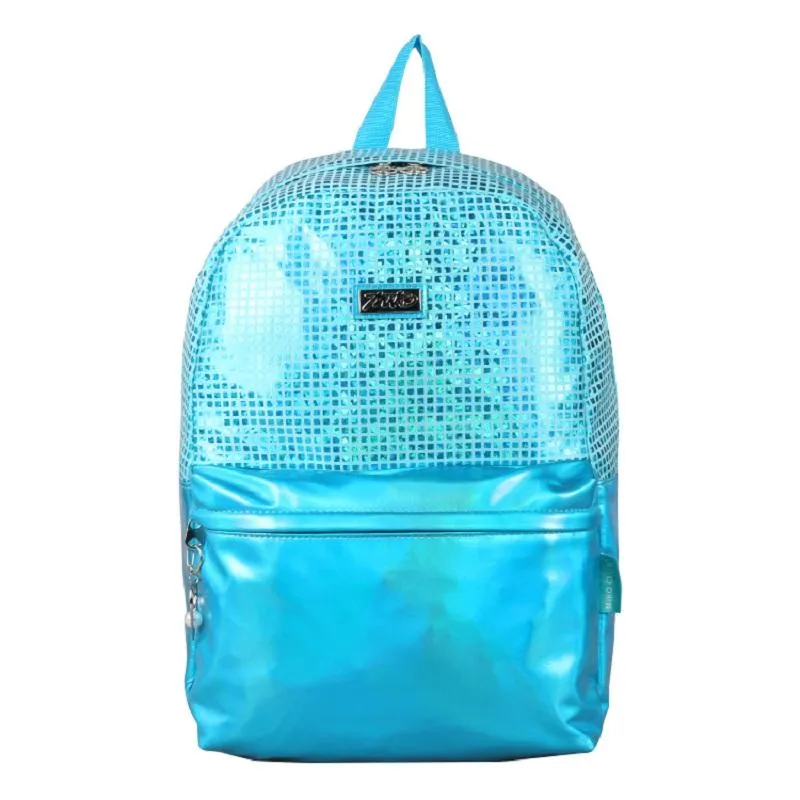 Bolsas escolares PVC impermeável reversível Glitter Holographic Bag High Middle e Teenager Fashion Backpack for Girls Kids