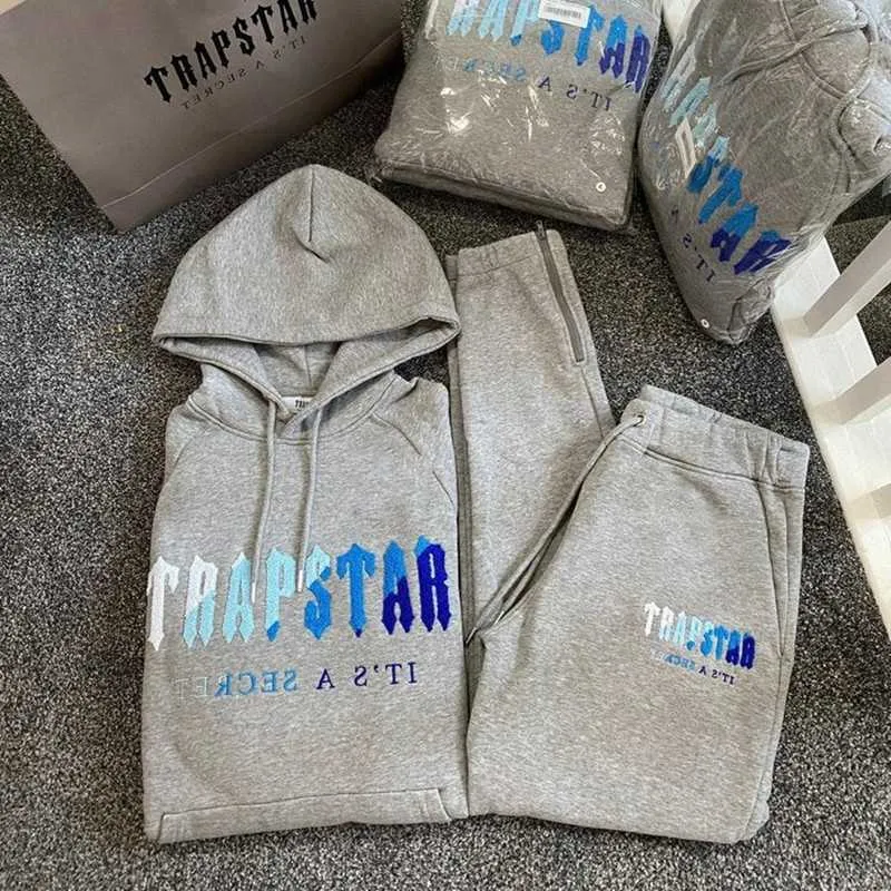 Trainingspakken Heren Trapstar Hoodie Sweatshirt Set Heren Handdoek Borduren Winter Fleece Hoodied Sweatshirts Trainingspak