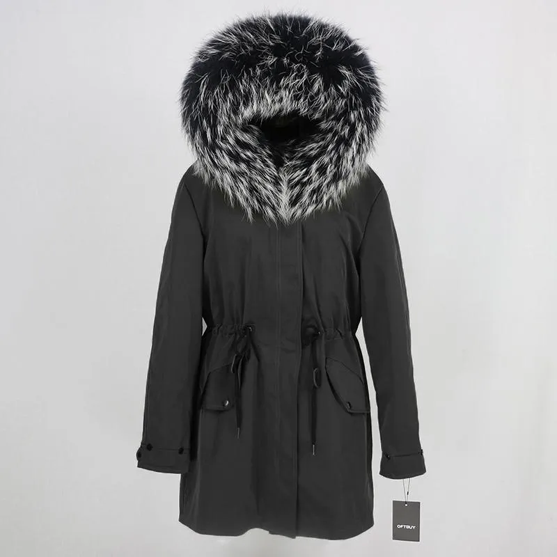 Femmes fourrure fausse hiver veste femmes 2023 vrai manteau longue Parka naturel col capuche épais chaud imperméable vêtements d'extérieur détachable marque femmes