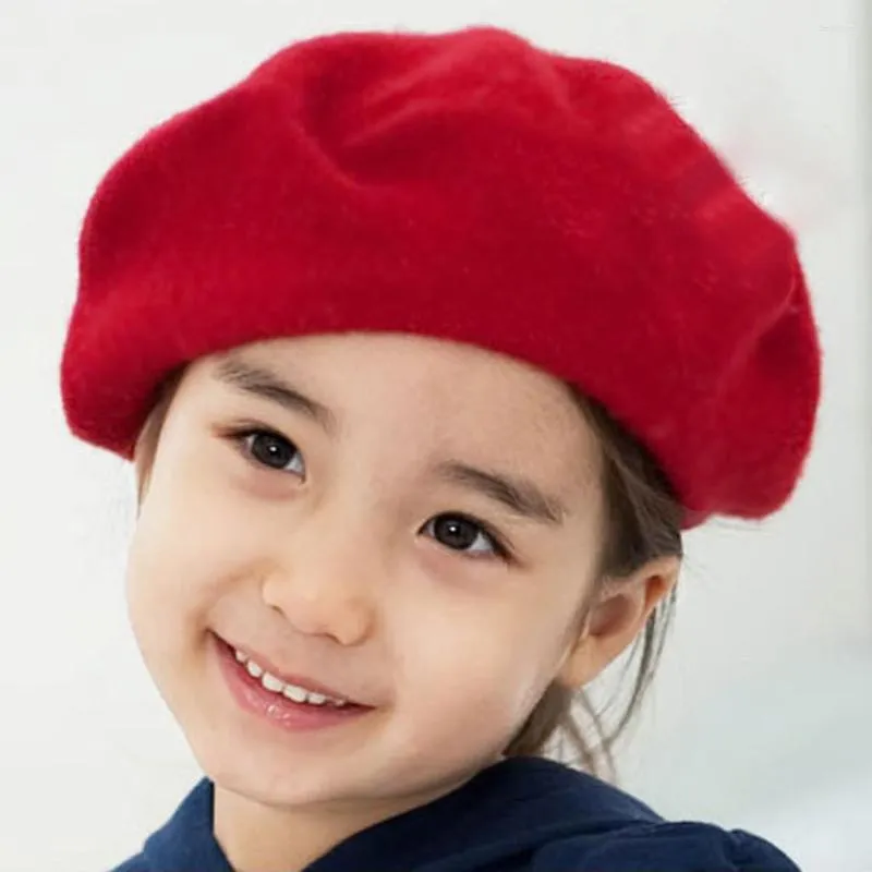 Chapeaux Enfants Filles Stretch Béret Chapeau Rétro Laine Pure Couleur Tête Écharpe Wrap Beanie Pour Pography Props