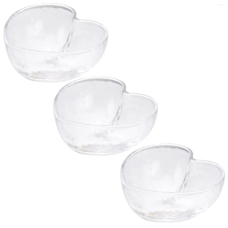 Skålar 3st Creative Glass Bowl Heart Shaped Fruit Salad Noodle Rice Storage Container Breakfast Tabell Proving Decoration