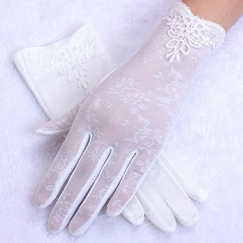 Gants de sport à la mode en dentelle pour femmes, longueur de poignet, mitaines de fête de mariée, écran tactile, résistant aux UV, conduite d'été, WF225