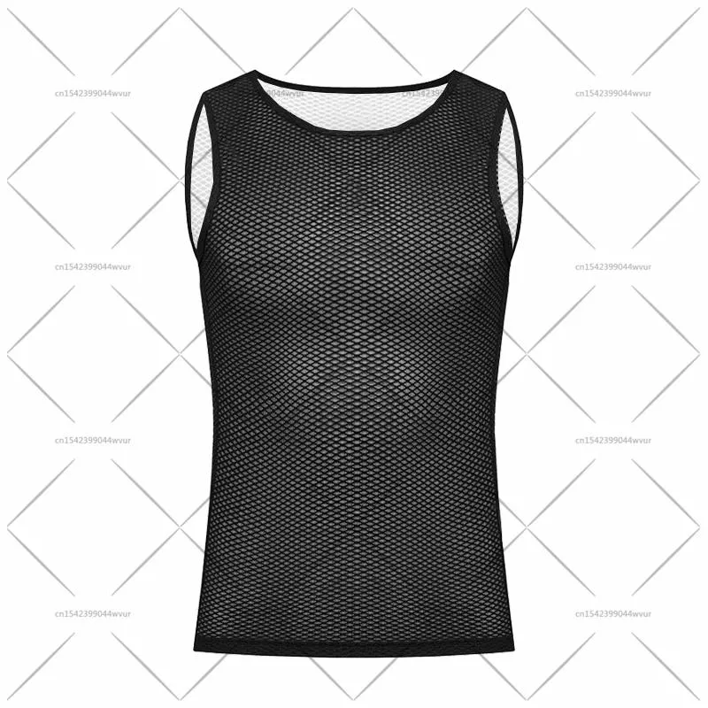 Giacche da corsa Ciclismo Base Layer Uomo Gilet aderente senza maniche Traspirante Assorbe il sudore Biancheria intima Gilet con fondo in reteRacing