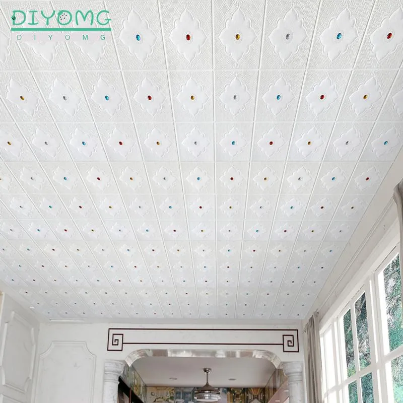Papéis de parede Auto-adesivo decoração de teto de parede Adesivo de parede 3D Diamante de diamante de diamante Teto de papel Decoração do quarto da sala de estar
