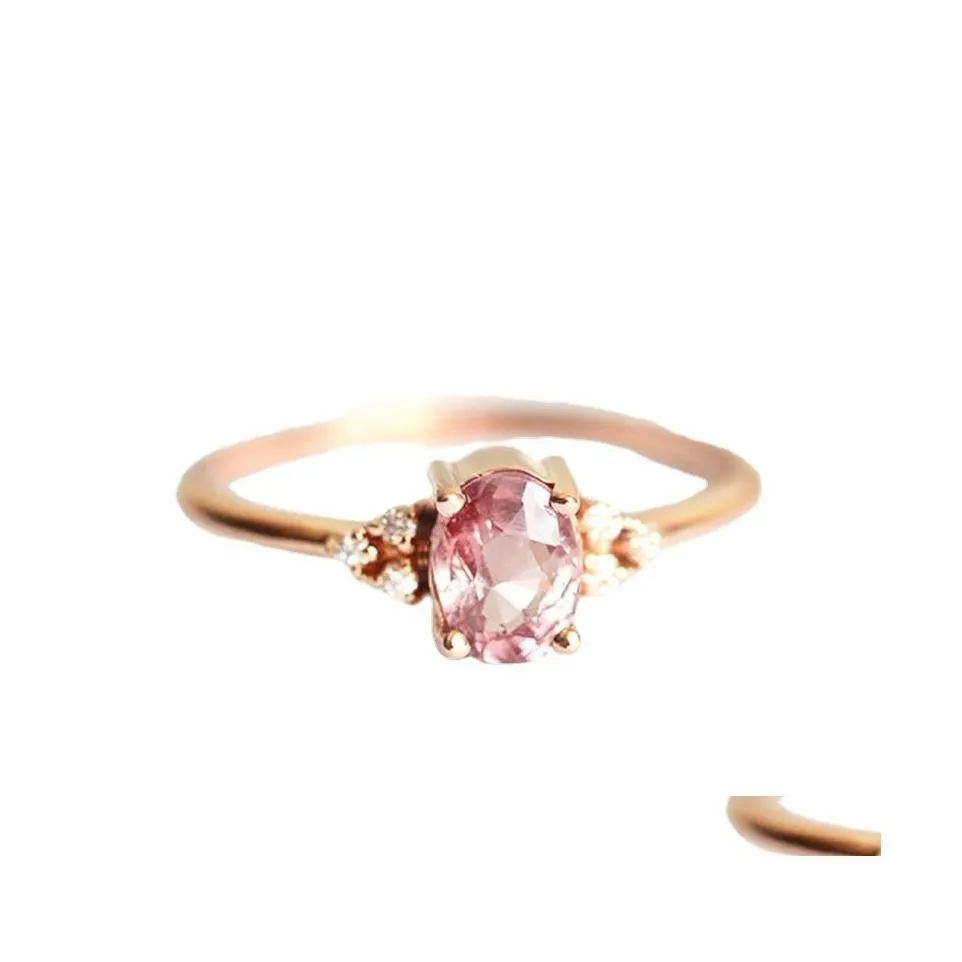 Pierścionki ślubne romantyczne różowe sześcienne cyrkon Kamienna księżniczka z różowym złotym kolorem akcesoria zaręczynowe małe delikatne dla kobietwedding d dhc5y